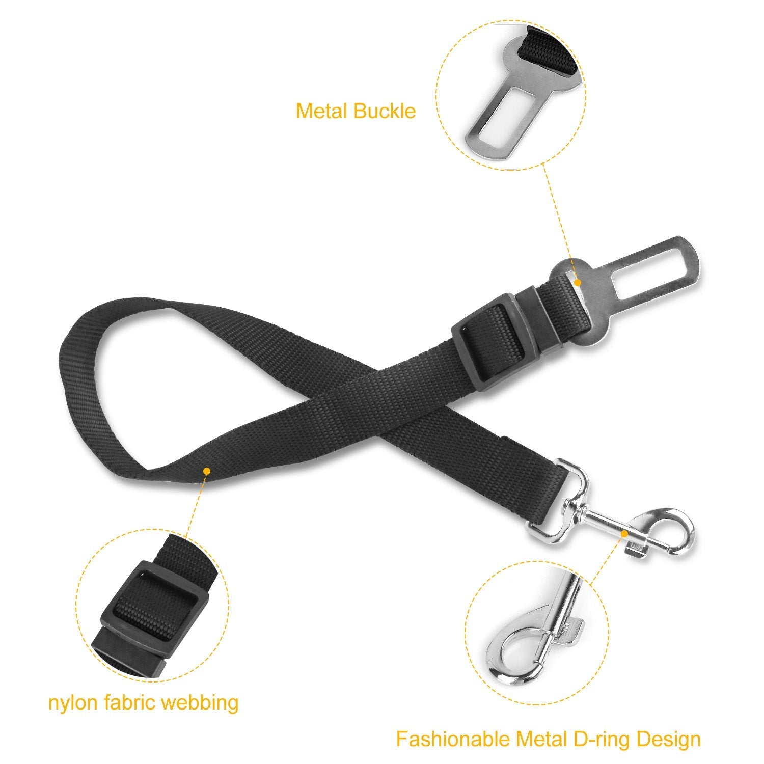 Adjustable Pet Seat Belt Leash, Pack of 2 – For Dogs & Cats