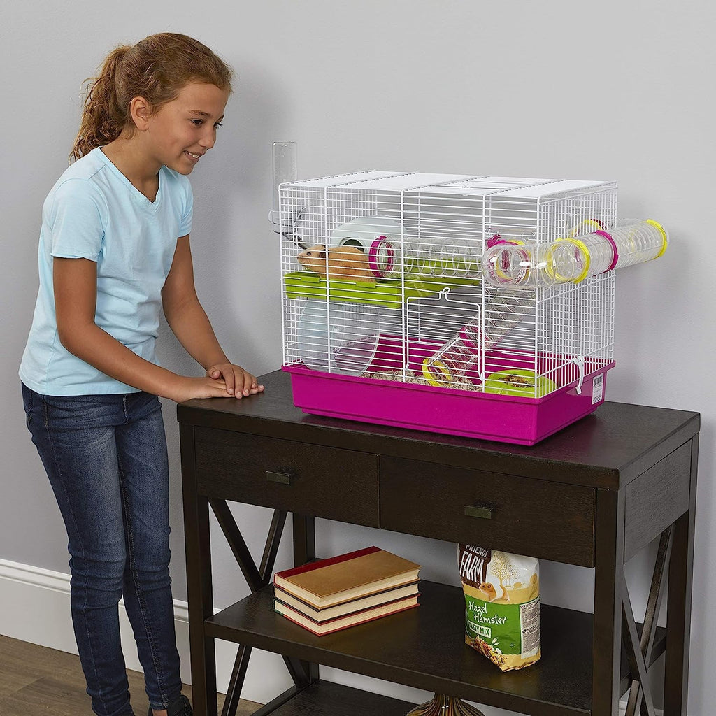 Interactive Hamster Cage with Accessories and Deep Base