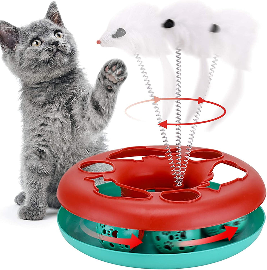 Interactive Cat Toy Set with Track, Mouse, and Rolling Ball