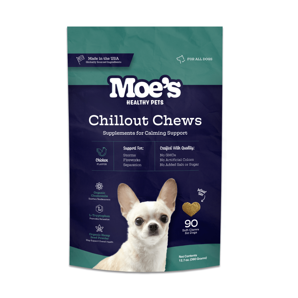 Calming Chews for Dogs with Hemp, Chamomile & Chicken Flavor