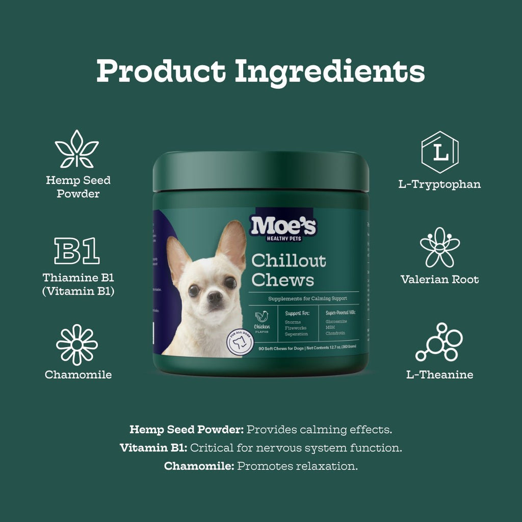Calming Chews for Dogs with Hemp, Chamomile & Chicken Flavor