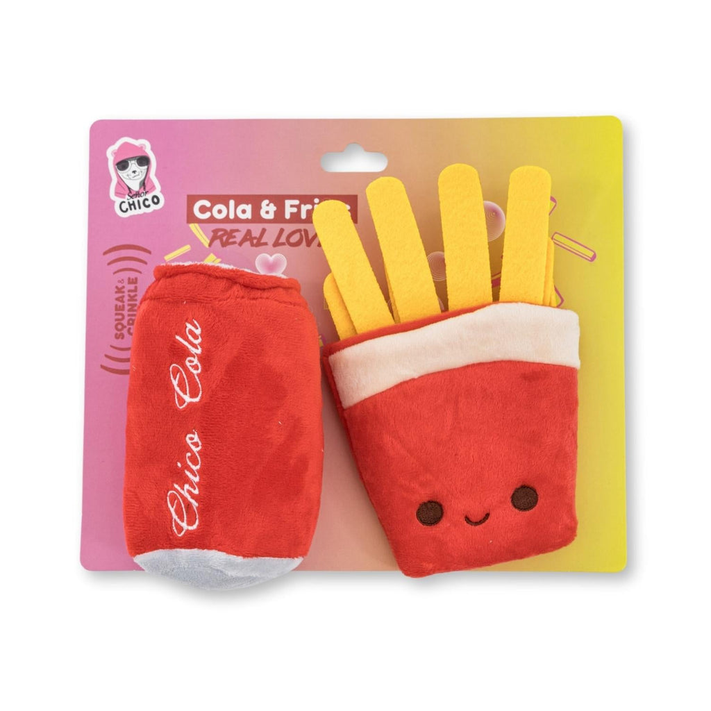 BFF Cola & Fries Plush Dog Toy Set with Squeakers