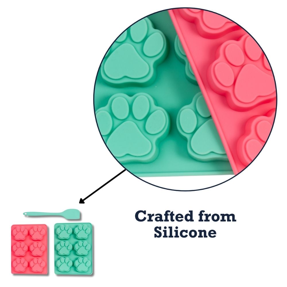Silicone 3-Piece Treat Baking Kit with Paw Print Trays and Spatula