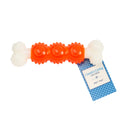 Nylon Rubber Chew Toy with Orange Bulged Balls and Green Spiral Ring