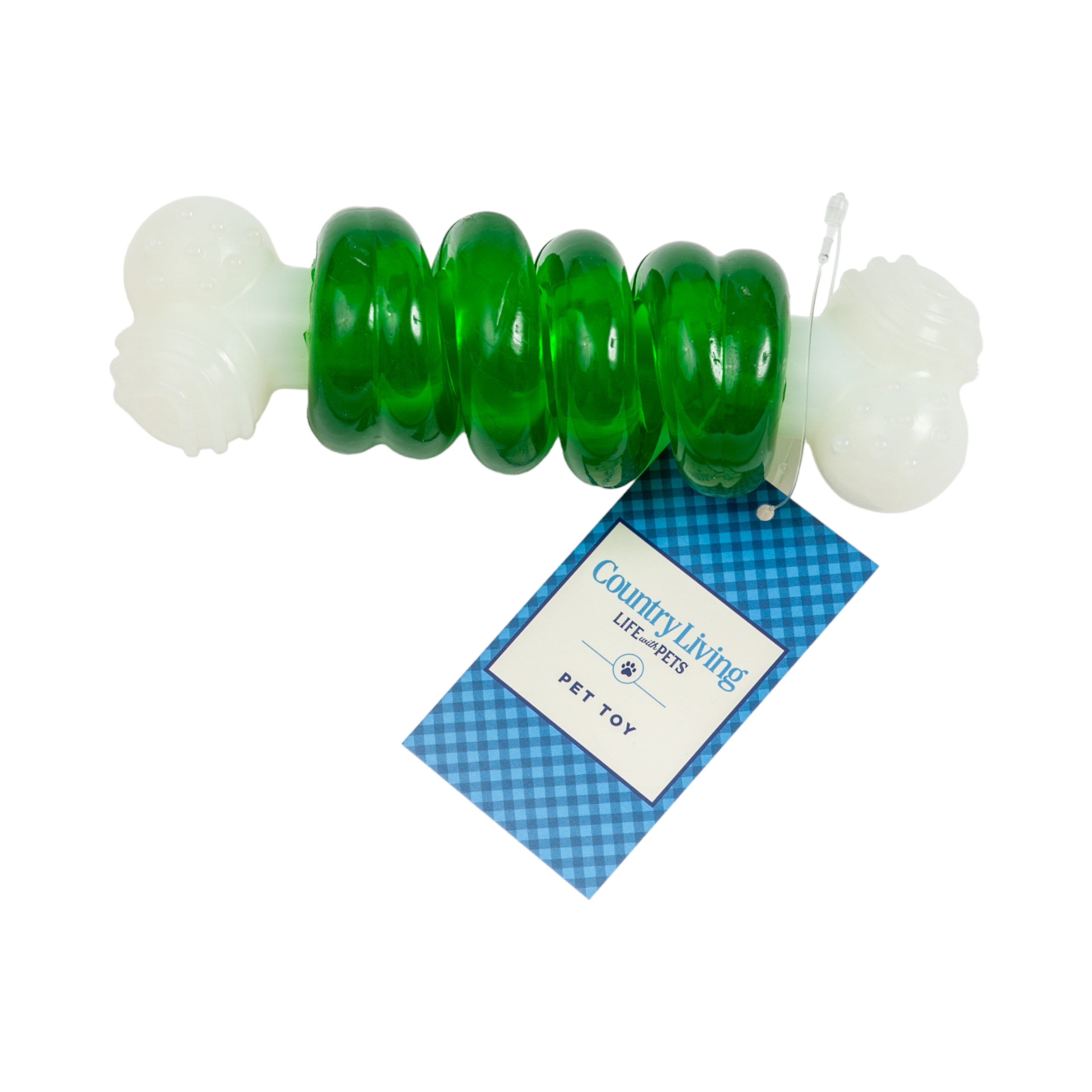 Nylon Rubber Chew Toy with Orange Bulged Balls and Green Spiral Ring