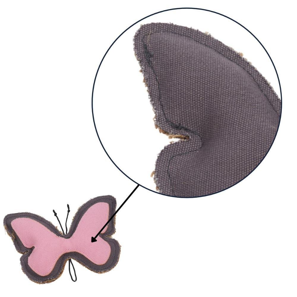 Butterfly-Shaped Canvas & Jute Dog Chew Toy for Small to Medium Dogs
