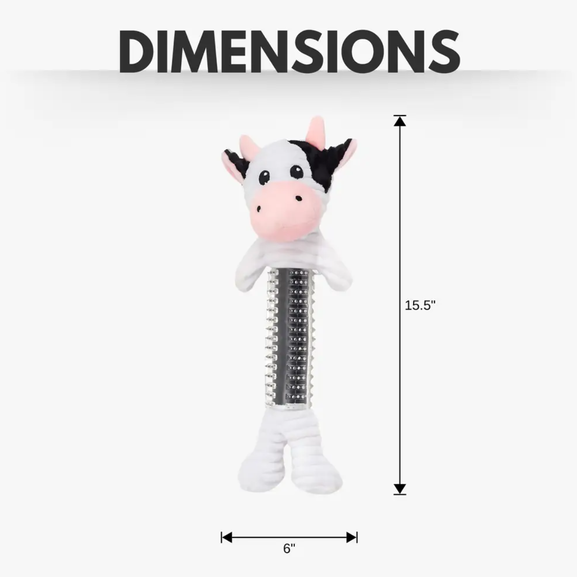 Black & White Cow Dog Toy with Corduroy Plush and Rubber
