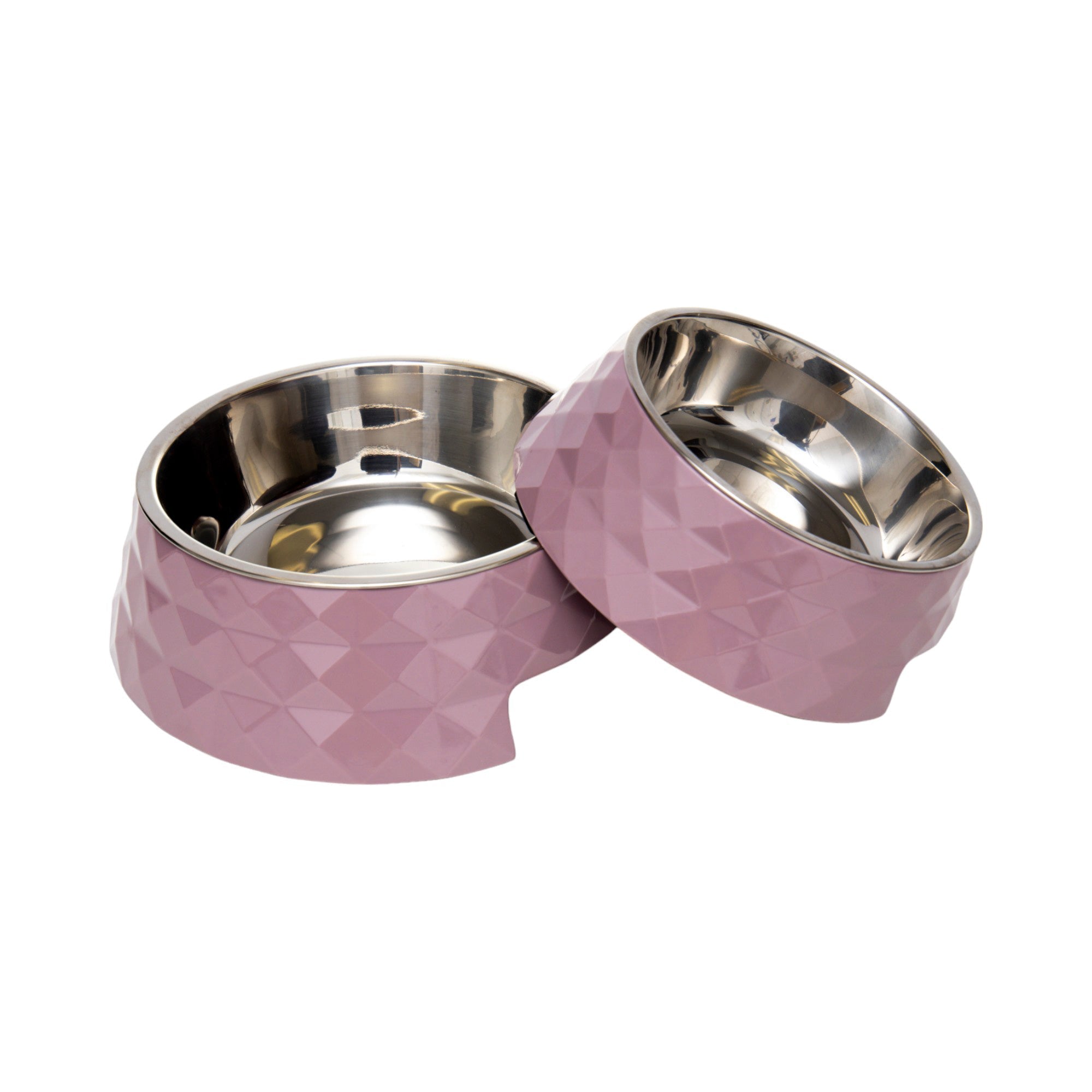 Diamond Twill Melamine Dog Bowl with Removable Stainless Steel Insert