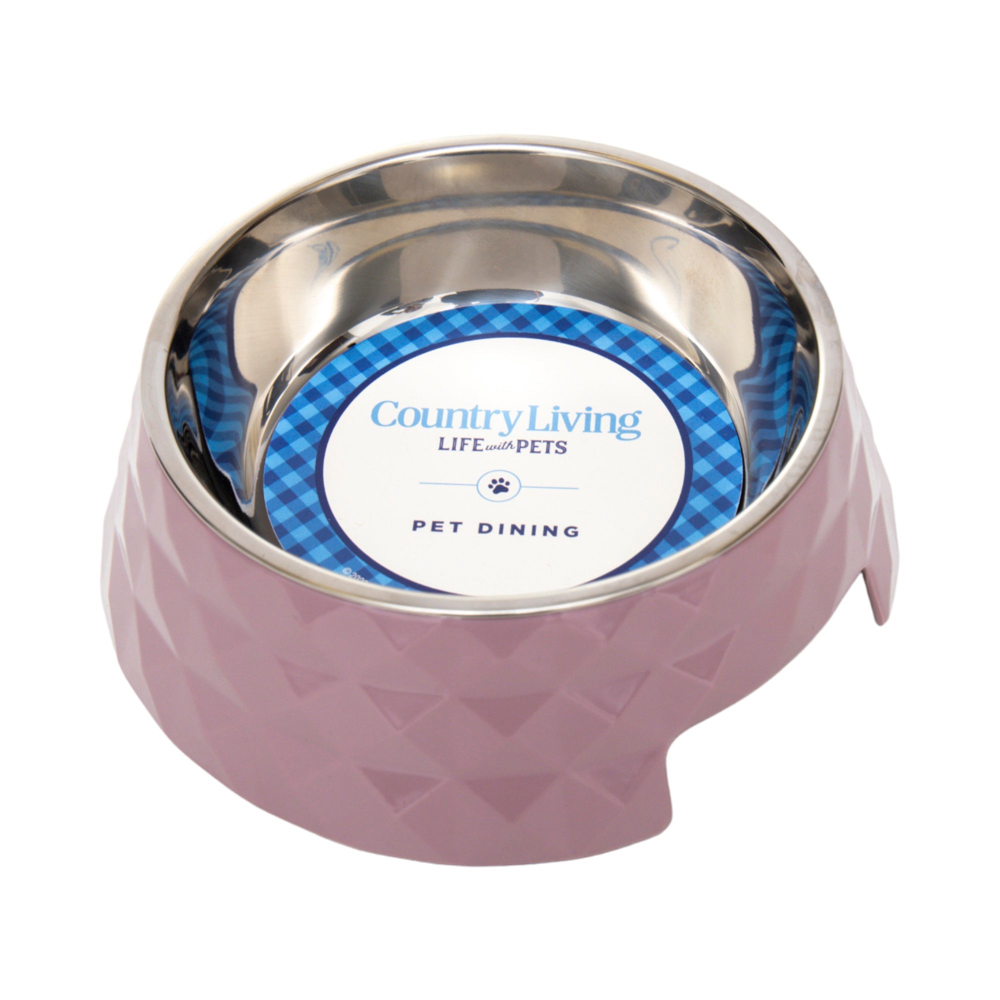 Diamond Twill Melamine Dog Bowl with Removable Stainless Steel Insert