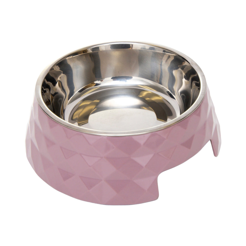 Diamond Twill Melamine Dog Bowl with Removable Stainless Steel Insert