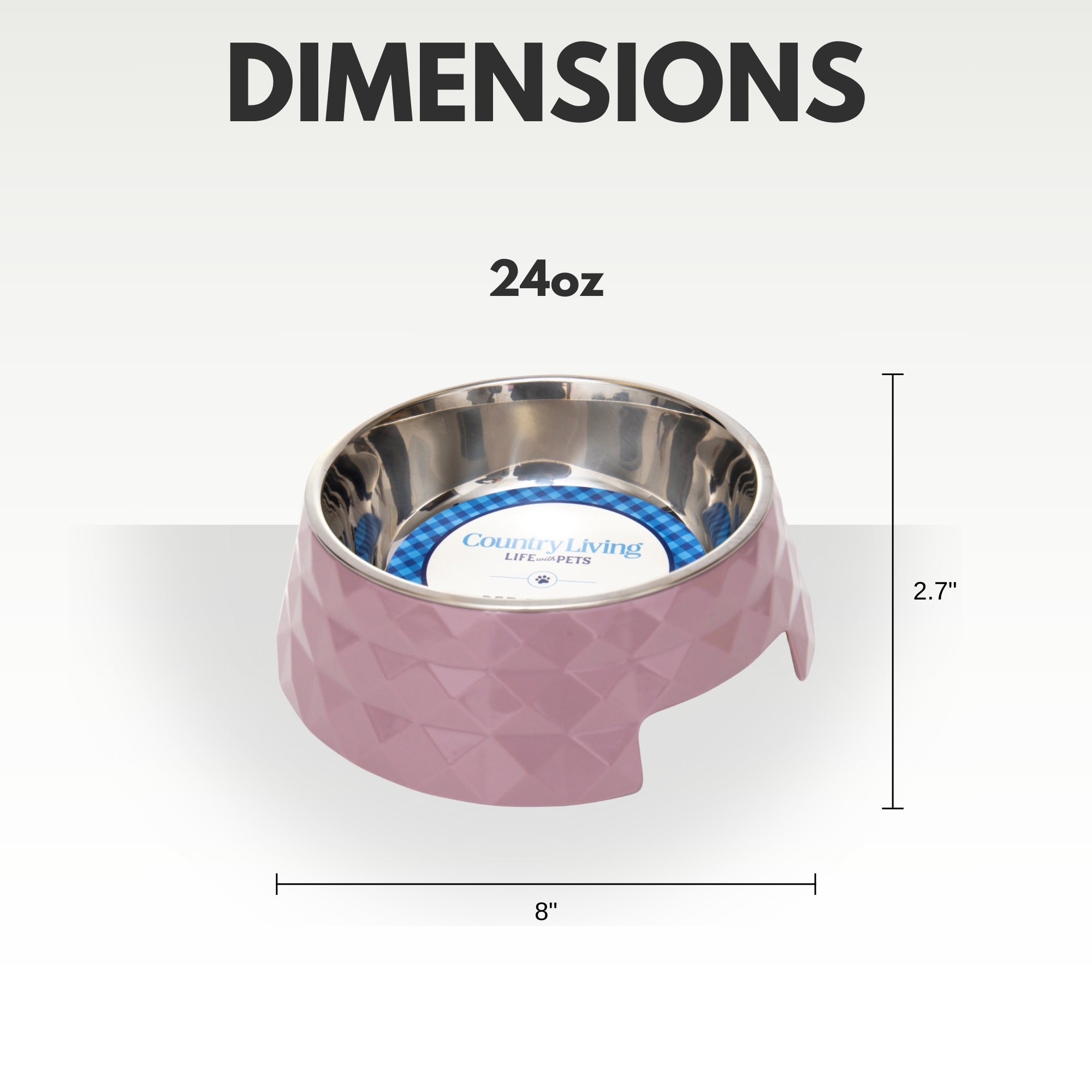 Diamond Twill Melamine Dog Bowl with Removable Stainless Steel Insert