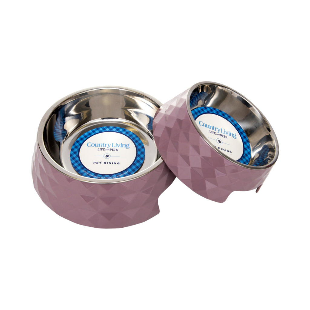 Diamond Twill Melamine Dog Bowl with Removable Stainless Steel Insert