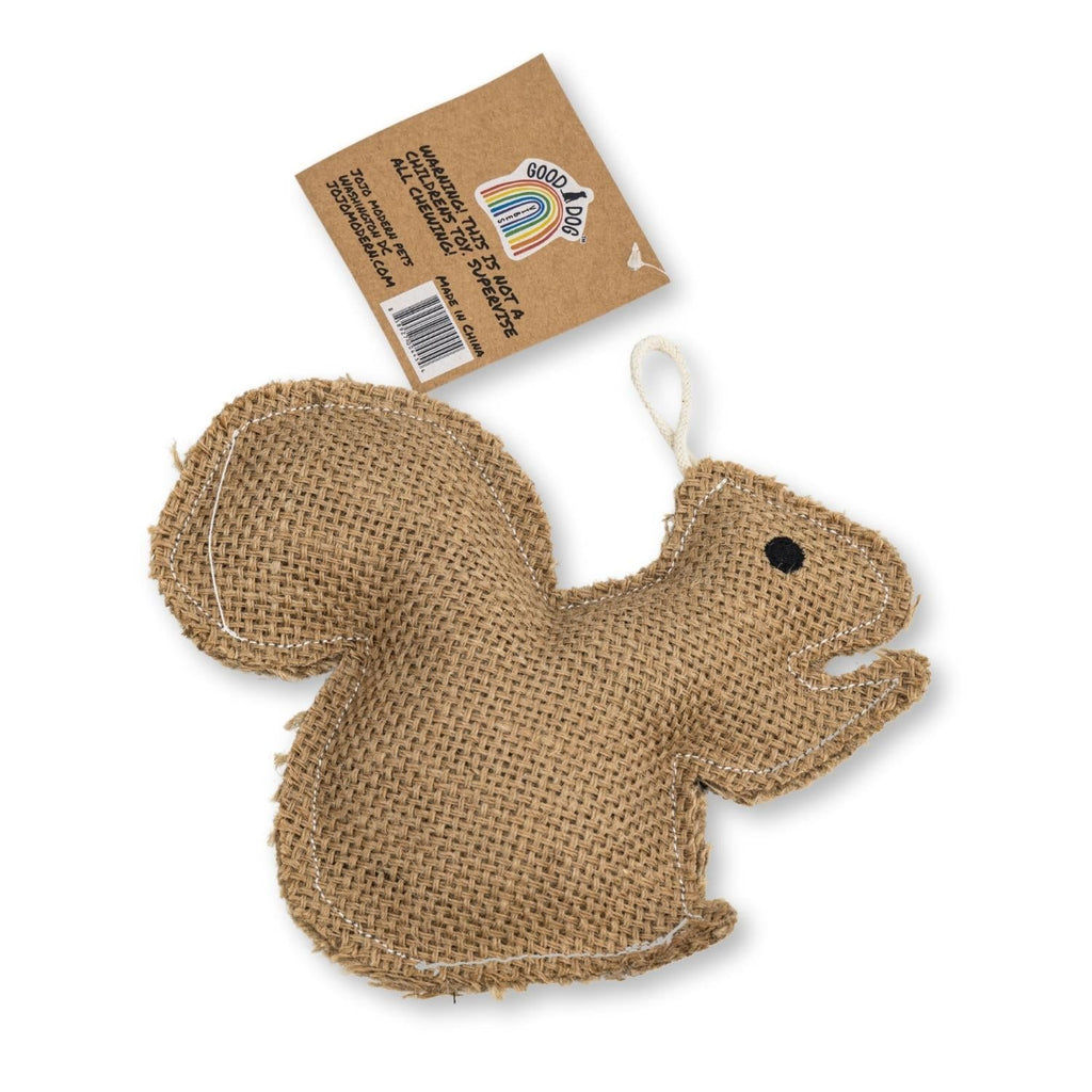 Rustic Jute Squirrel Dog Chew Toy for Small to Medium Dogs