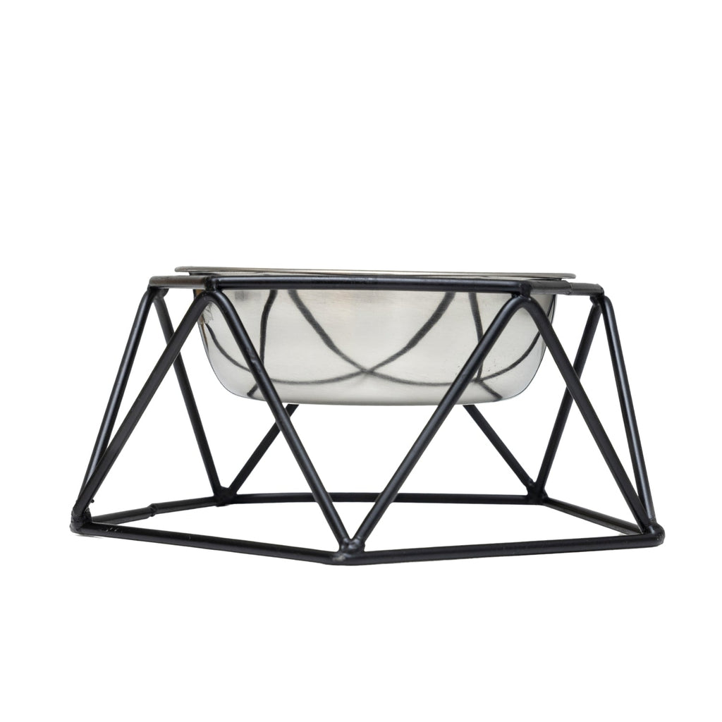 Single Elevated Dog Feeder with Stainless Steel Bowl, Medium Size