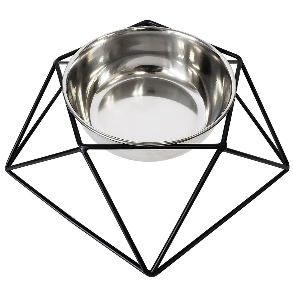 Single Elevated Dog Feeder with Stainless Steel Bowl, Medium Size