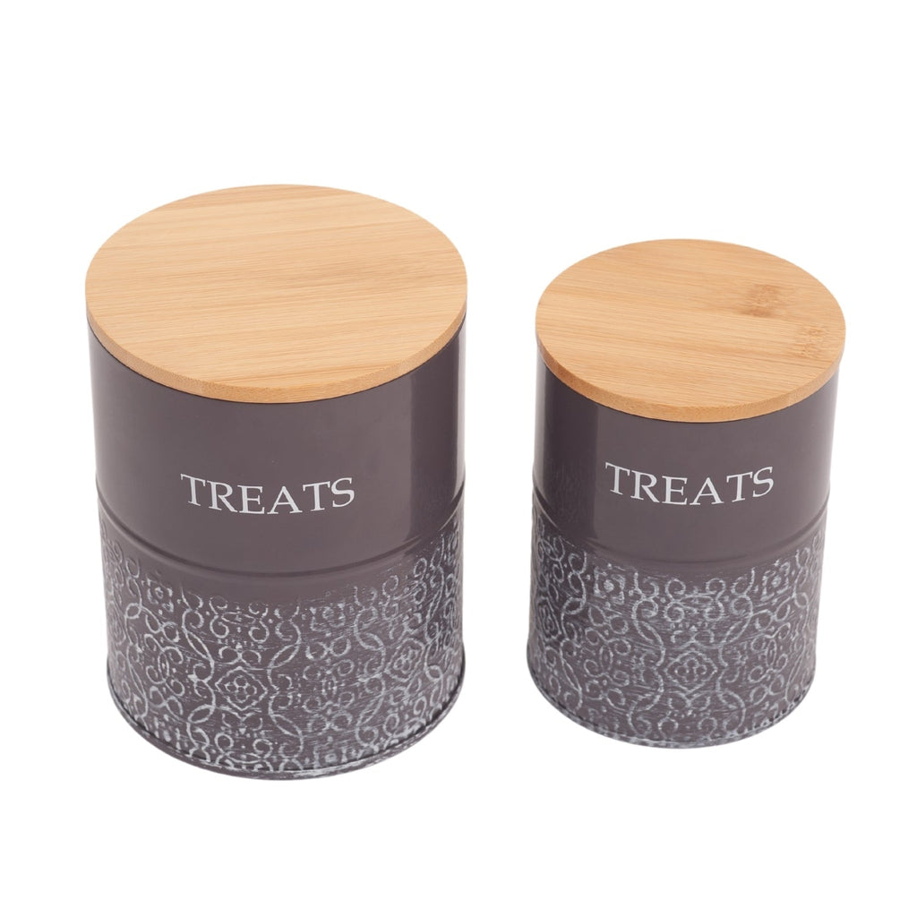 Treat Trove Canister Set with Bamboo Lids, Volcanic Gray, 2-Pack