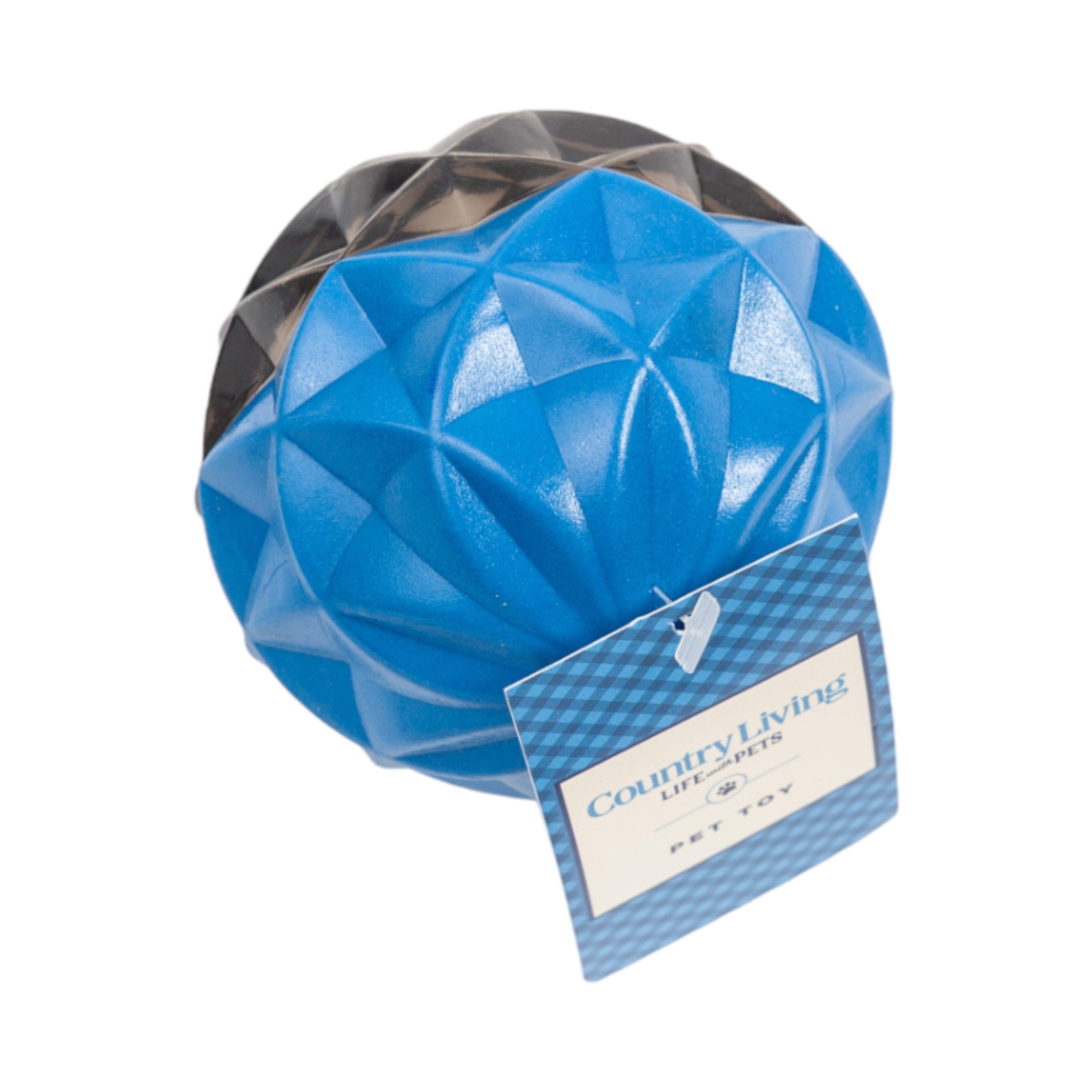 Geometric Textured Rubber Ball Chew Toy with Squeaker for Dogs