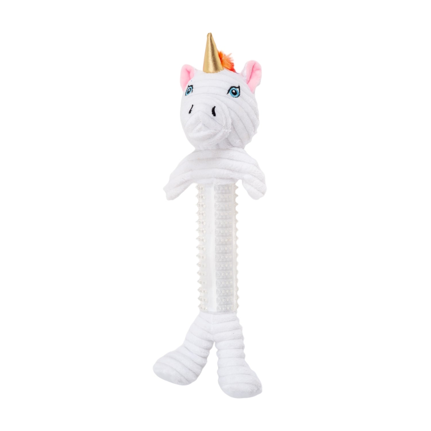 Unicorn Corduroy & Rubber Dog Toy with Squeaker and Crinkle