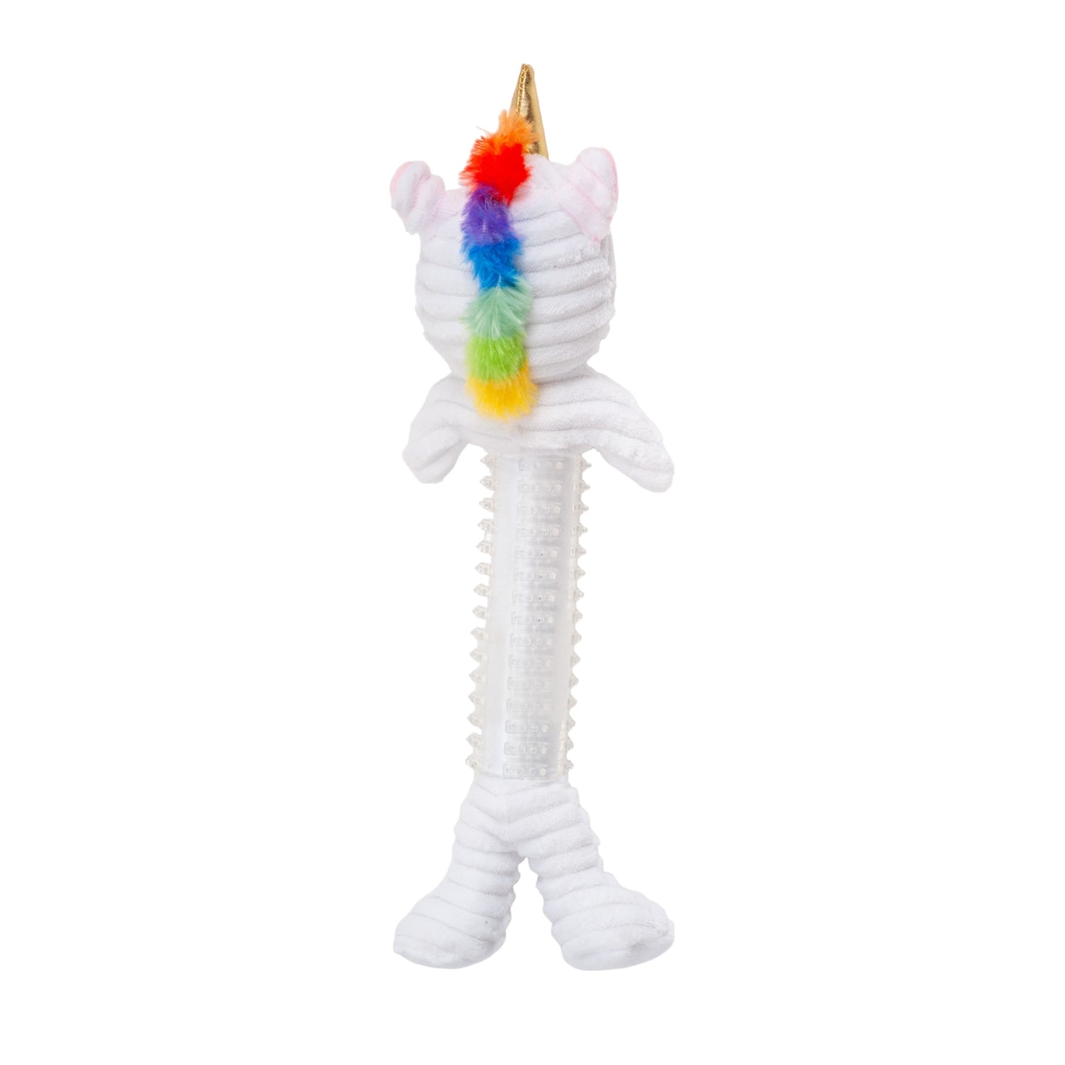 Unicorn Corduroy & Rubber Dog Toy with Squeaker and Crinkle