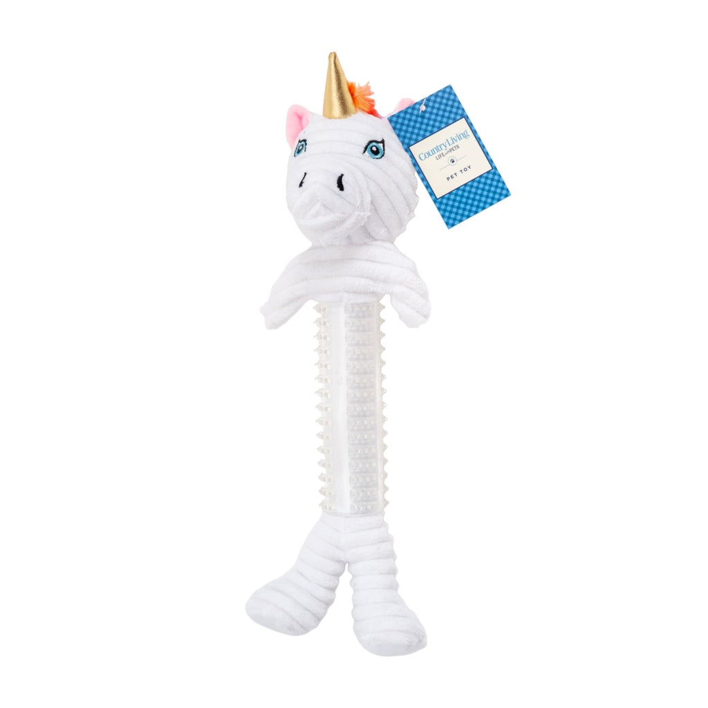 Unicorn Corduroy & Rubber Dog Toy with Squeaker and Crinkle
