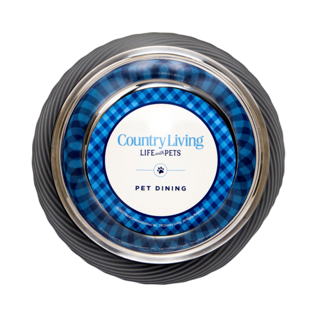 Round Twill Melamine Dog Bowl with Removable Stainless Steel Insert