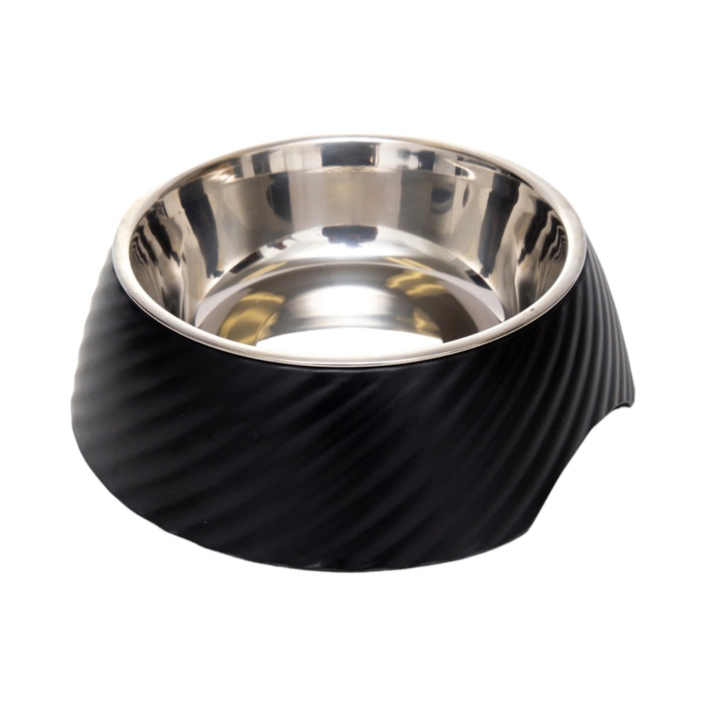 Round Twill Melamine Dog Bowl with Removable Stainless Steel Insert