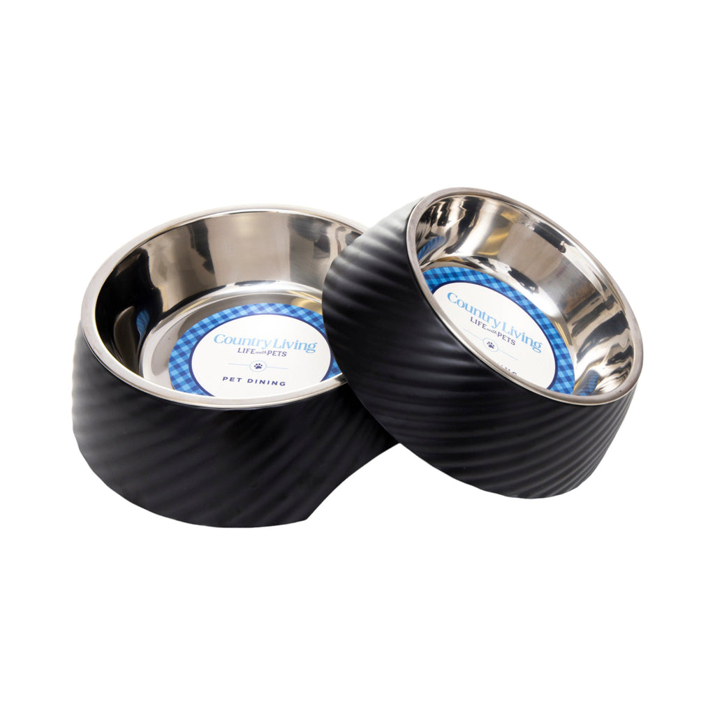Round Twill Melamine Dog Bowl with Removable Stainless Steel Insert