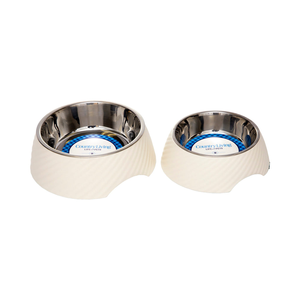 Round Twill Melamine Dog Bowl with Removable Stainless Steel Insert