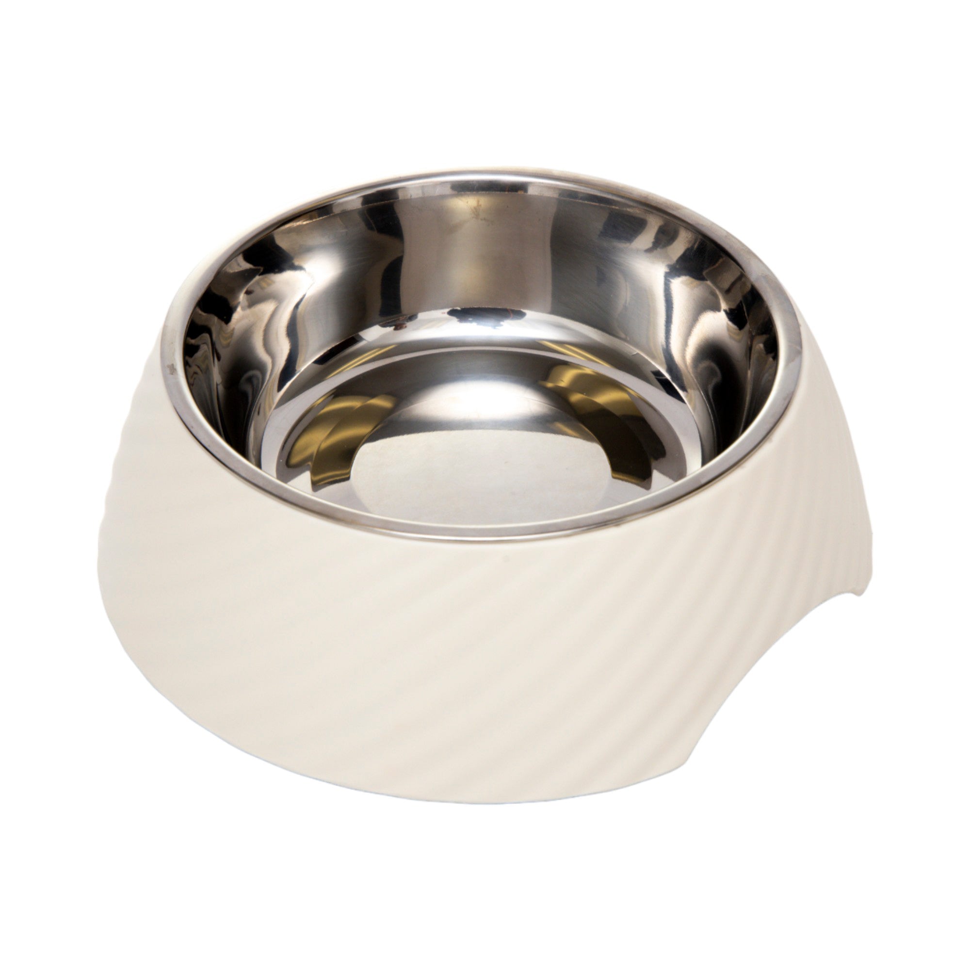 Round Twill Melamine Dog Bowl with Removable Stainless Steel Insert