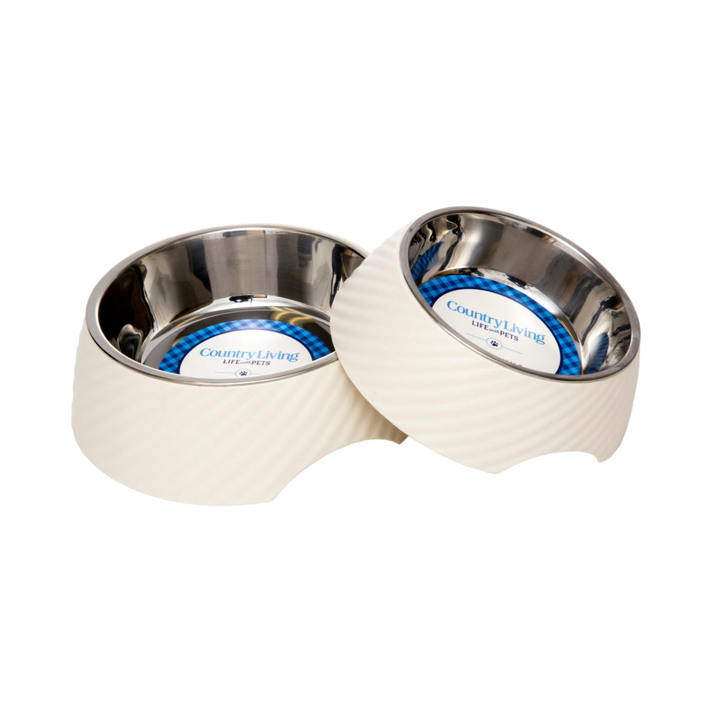 Round Twill Melamine Dog Bowl with Removable Stainless Steel Insert