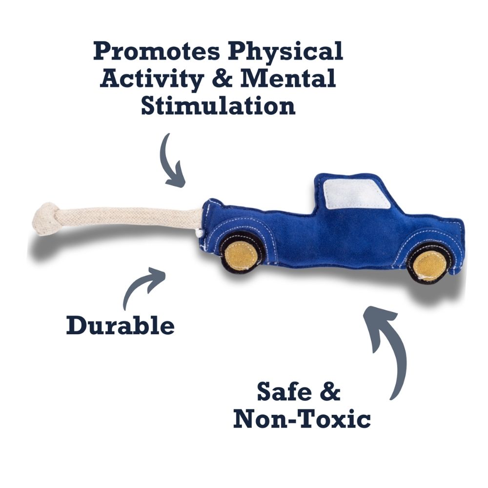 Blue Pickup Truck Dog Toy – Durable Faux Leather