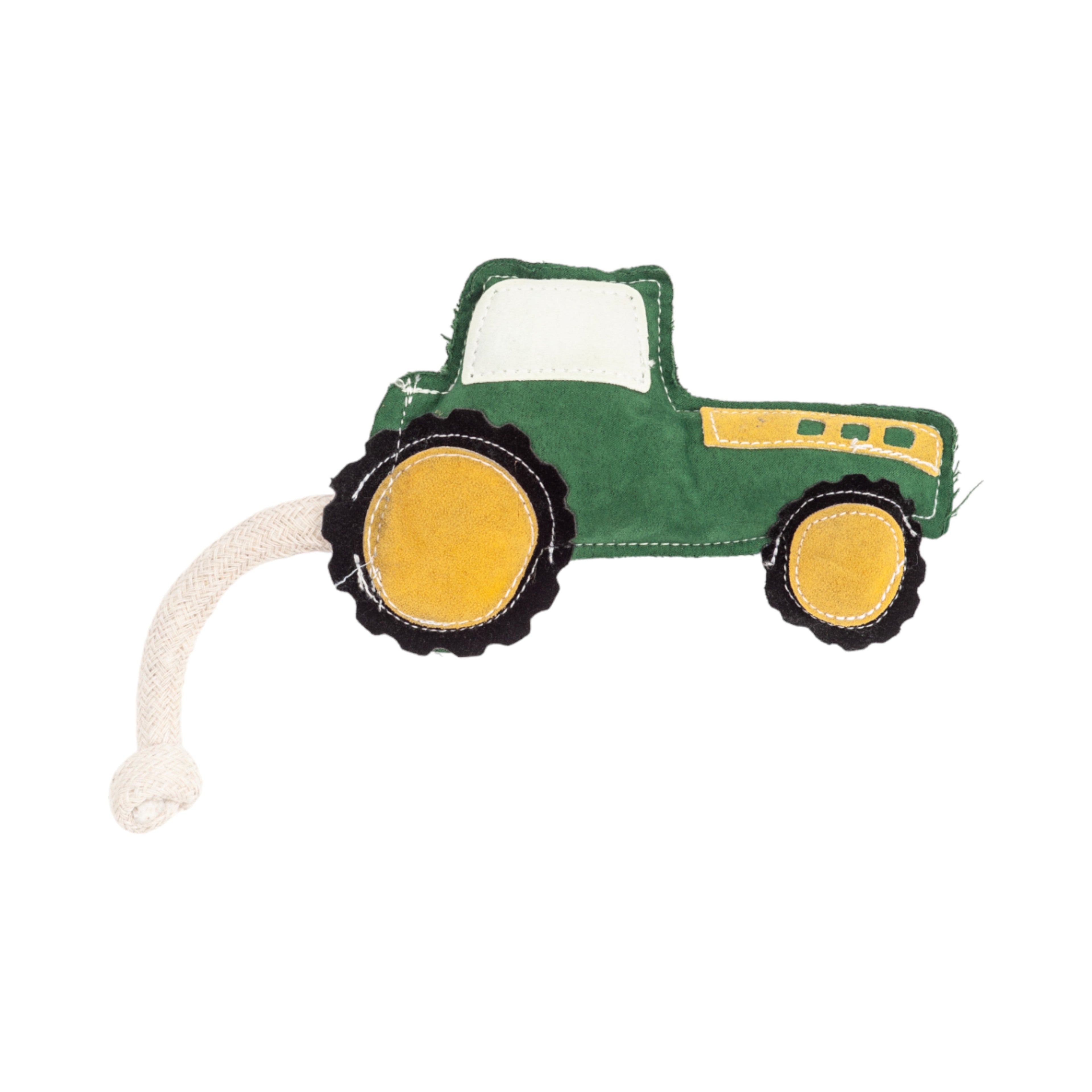 Faux Leather Green Tractor Dog Chew Toy
