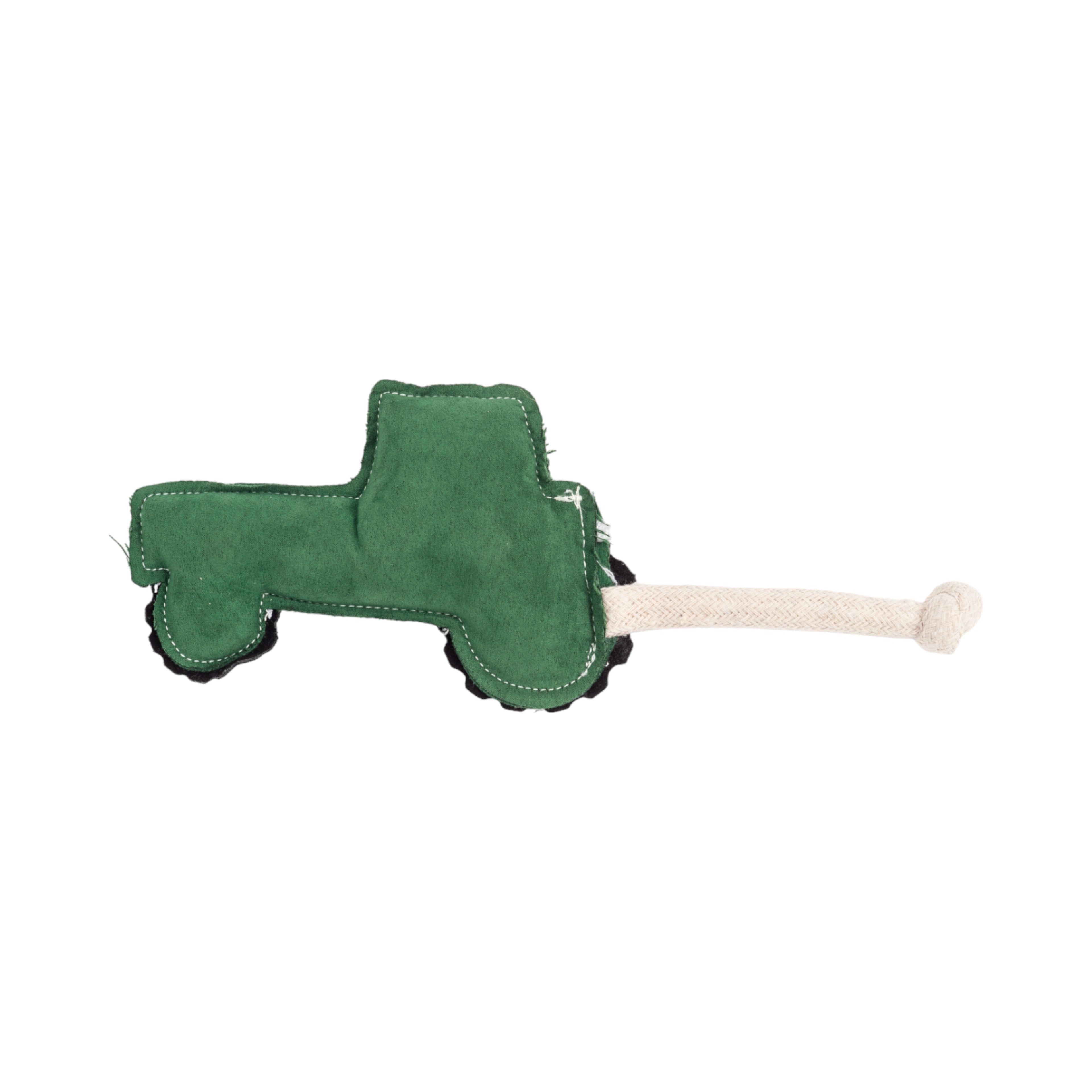 Faux Leather Green Tractor Dog Chew Toy