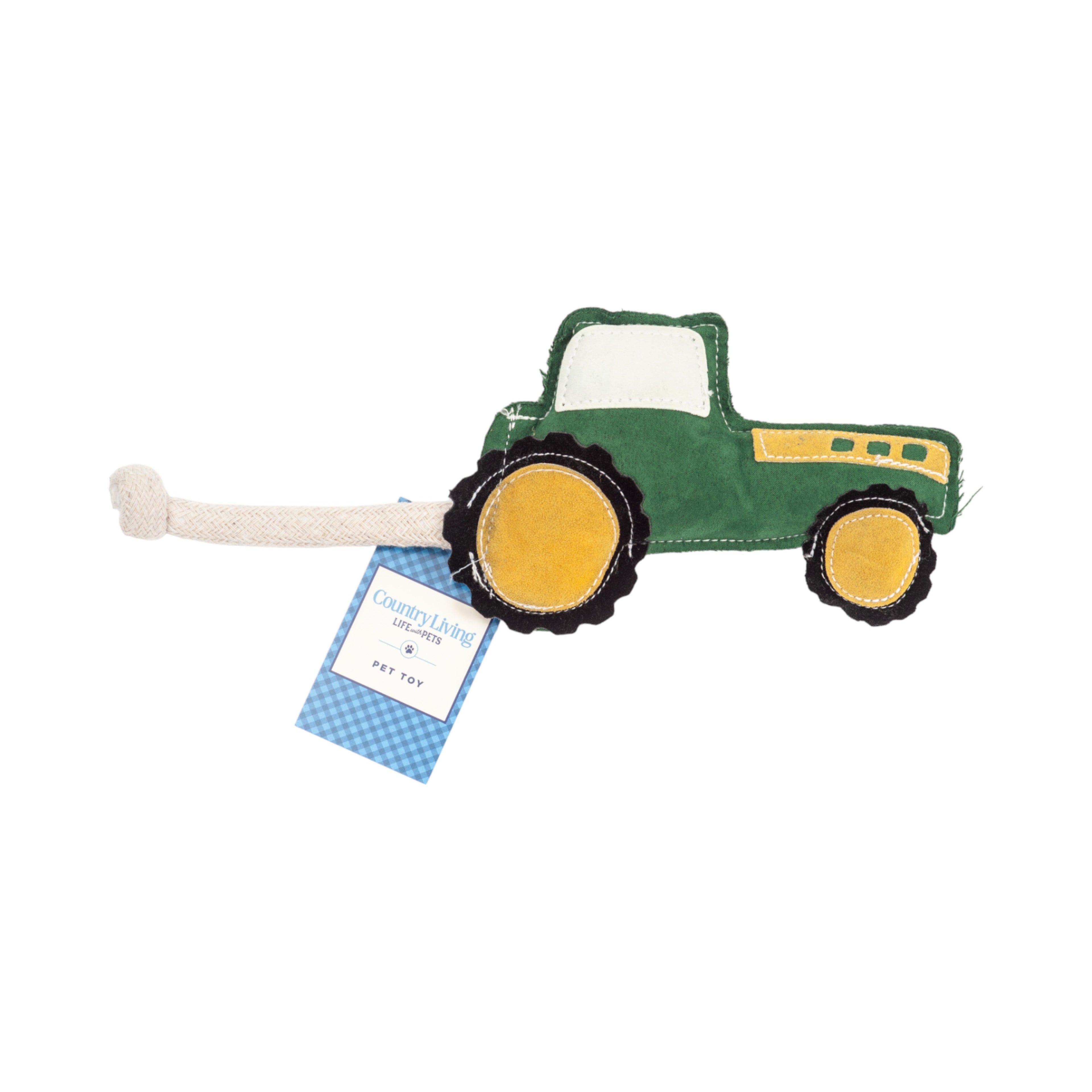 Faux Leather Green Tractor Dog Chew Toy