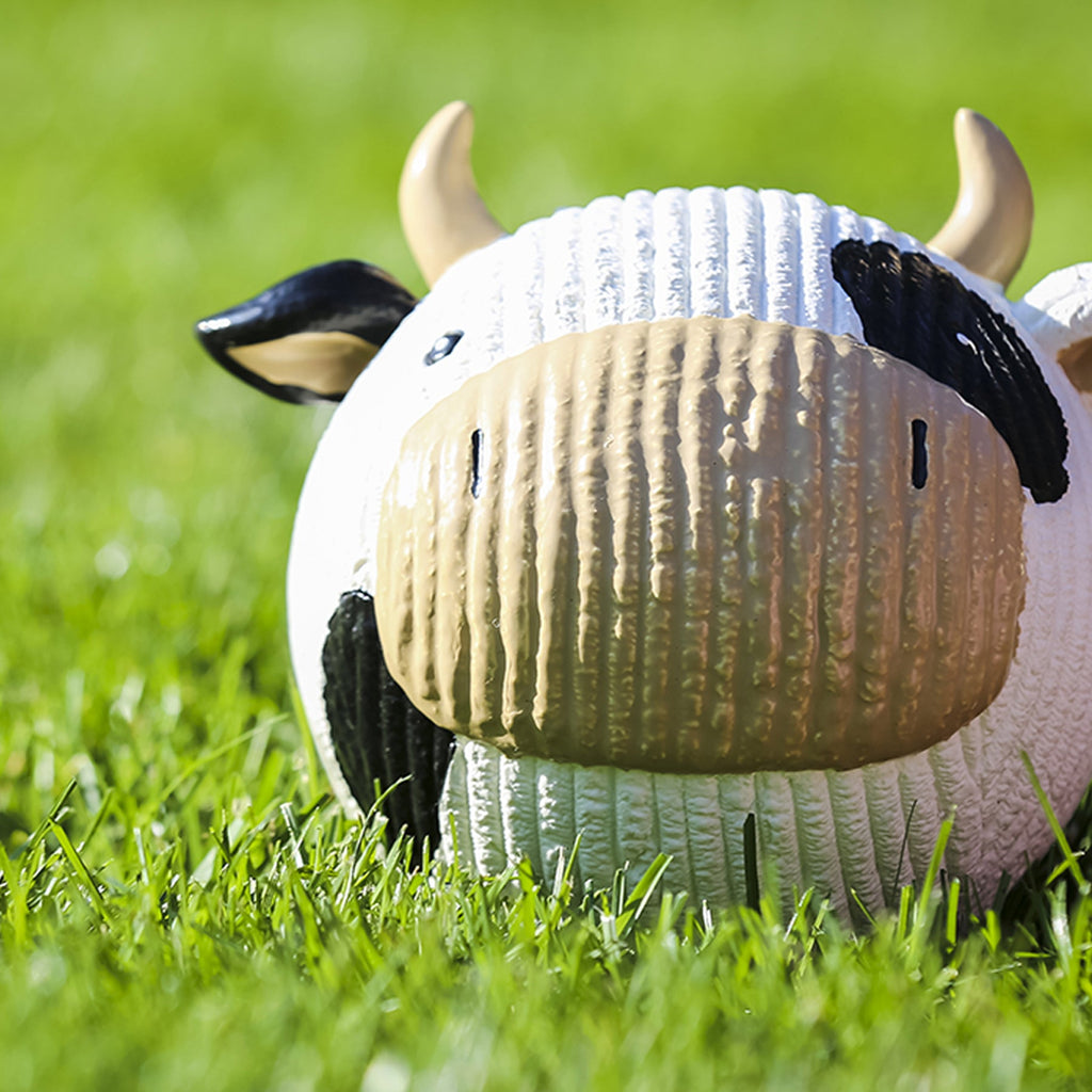 Dottie the Cow Ruff-Tex Ball Dog Toy, 3" Latex, Squeaks & Floats