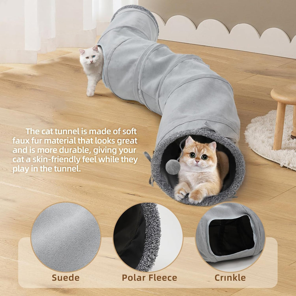 S-Shaped Cat and Small Pet Tunnel with Toys and Blanket