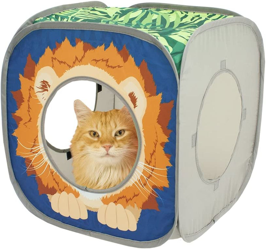 Pop-Up Cat Cube Hideaway – Tiger or Panther Style