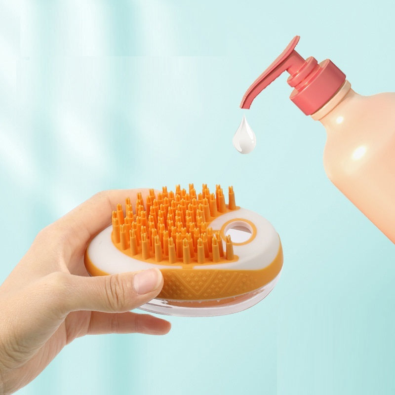 2-in-1 Bath & Grooming Brush for Cats and Dogs, Silicone Bristles