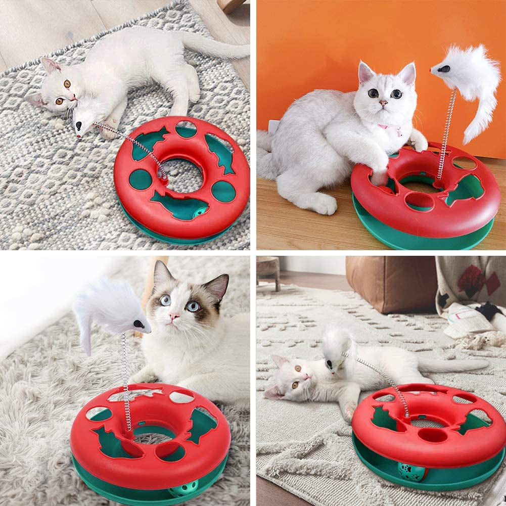 Interactive Cat Toy Set with Track, Mouse, and Rolling Ball