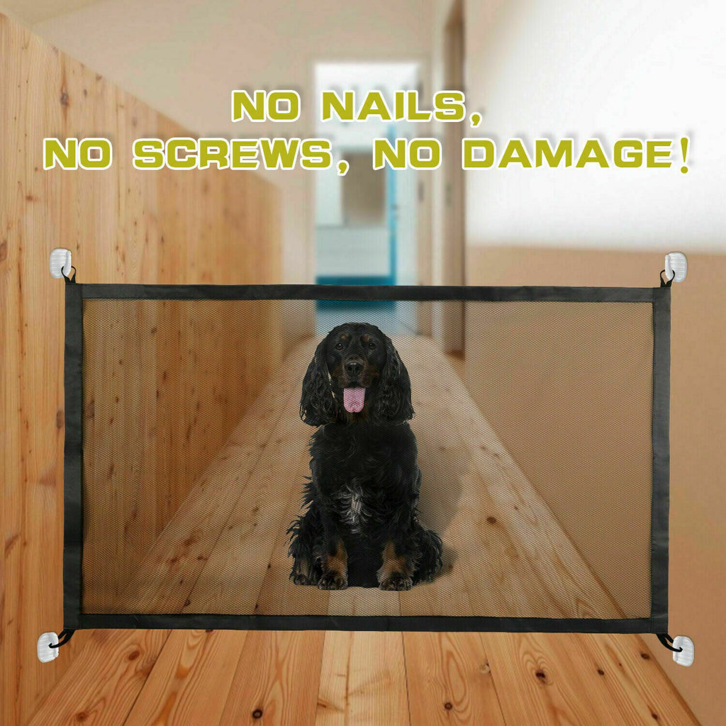 Retractable Mesh Pet Safety Gate – Portable, Pressure-Mounted Barrier
