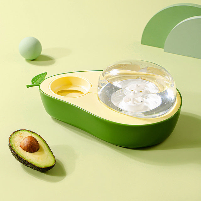 Avocado Cat Bowl Set with Slow Feeder and Water Dispenser
