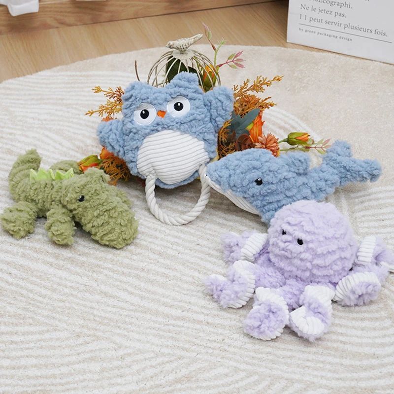 Caterpillar Dog Bite Toy with Sound, Animal Shapes, Small to Medium Dogs