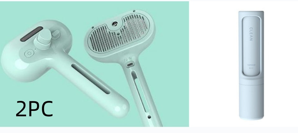 Pet Hair Brush with Angled Bristles and Misting Function, White