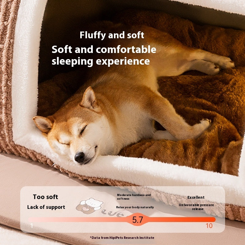 Self-Warming Dog Bed with Jacquard Velvet, Multiple Sizes