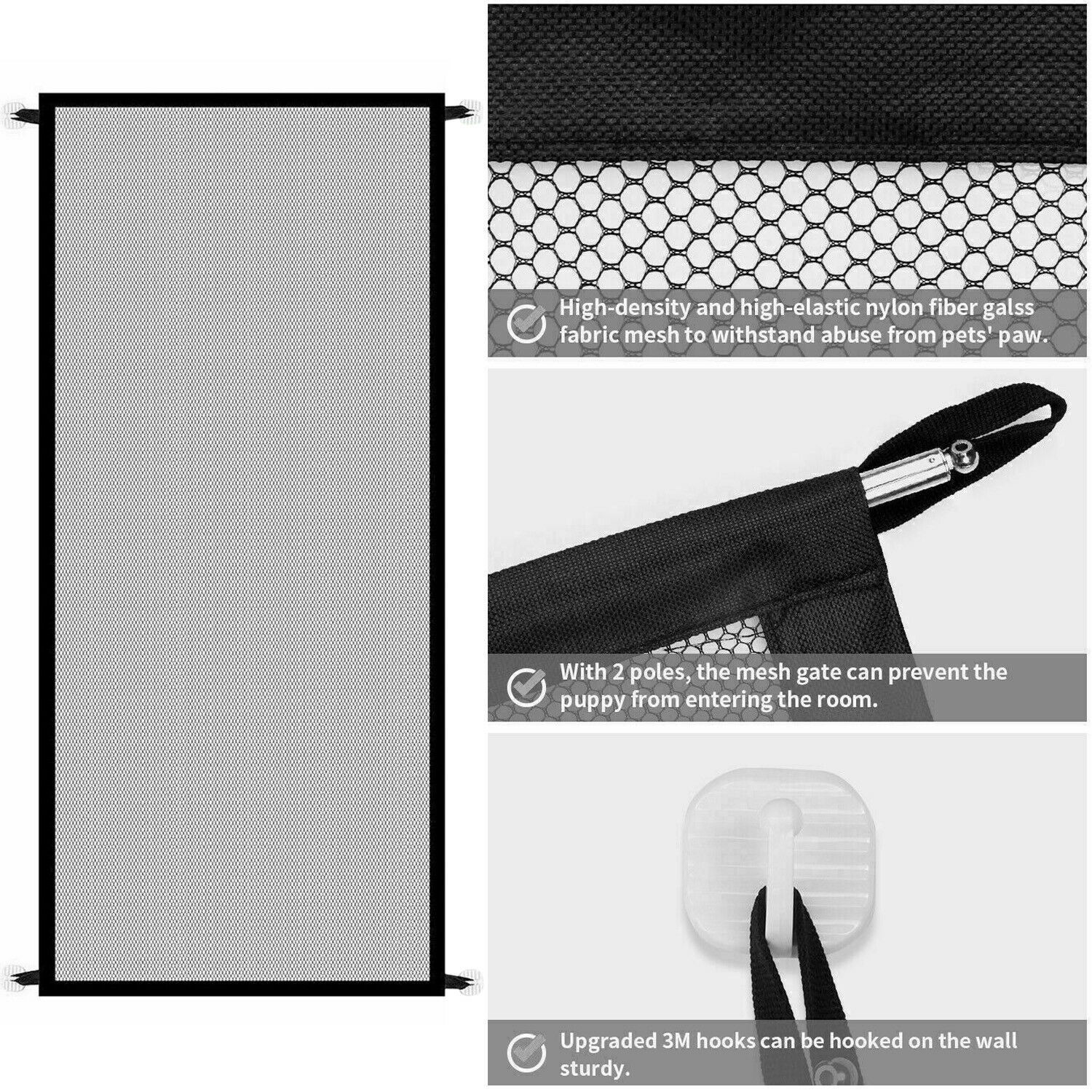 Retractable Mesh Pet Safety Gate – Portable, Pressure-Mounted Barrier