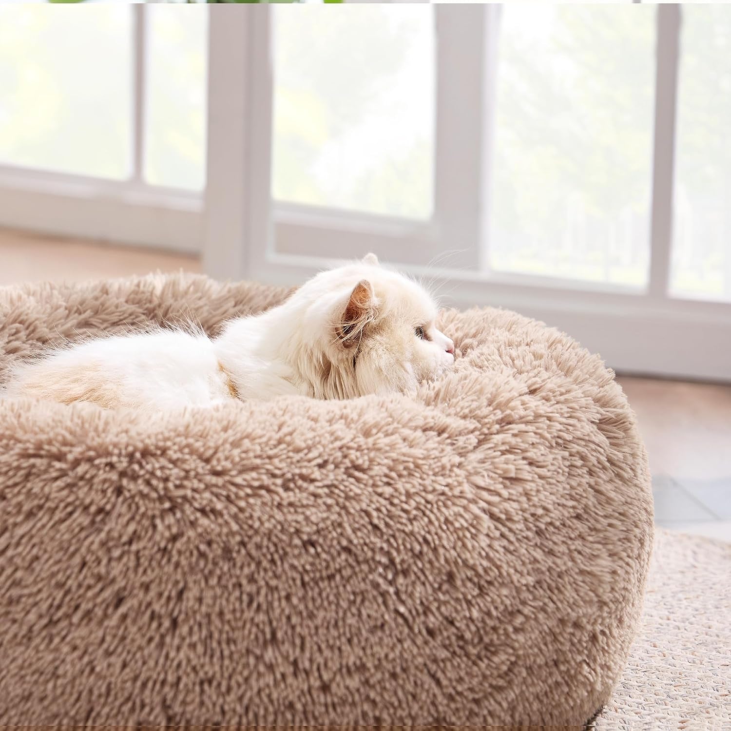 Ultra-Plush Calming Pet Bed, Faux Shag Fur, XS (20"x20")