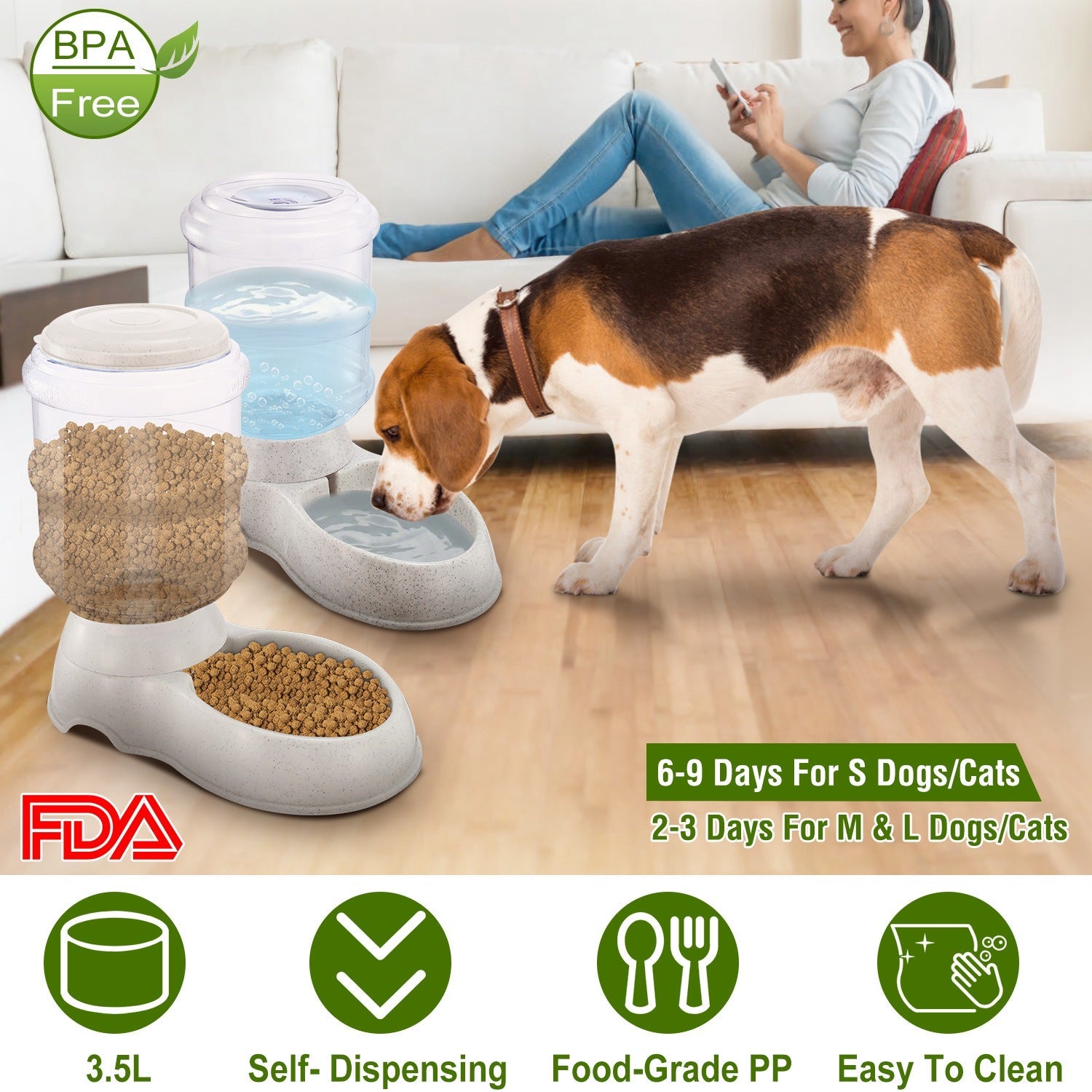 Automatic Pet Water Dispenser, 3.5L for Cats and Dogs