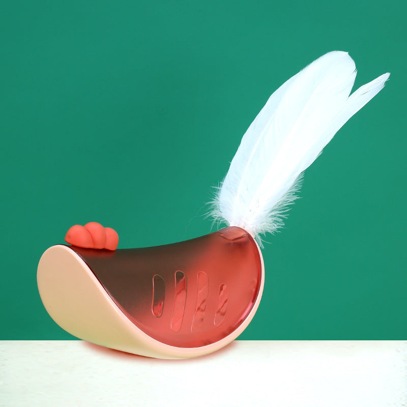 Cat Tumbler Toy with Goose Feather, ABS & Rubber, 4 Colors