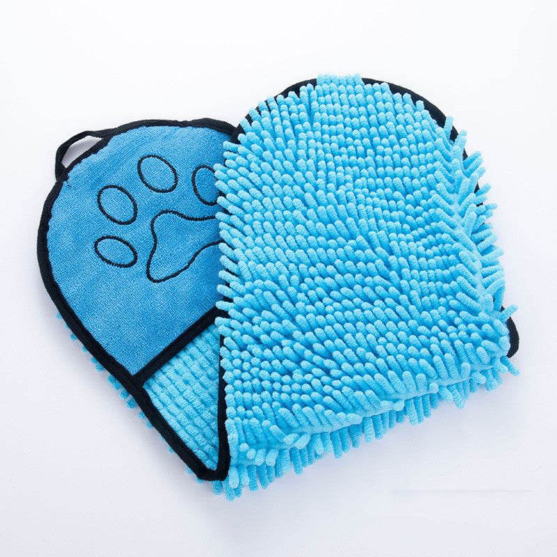 Chenille Dog Towel with Double Pockets, 62 x 23 cm