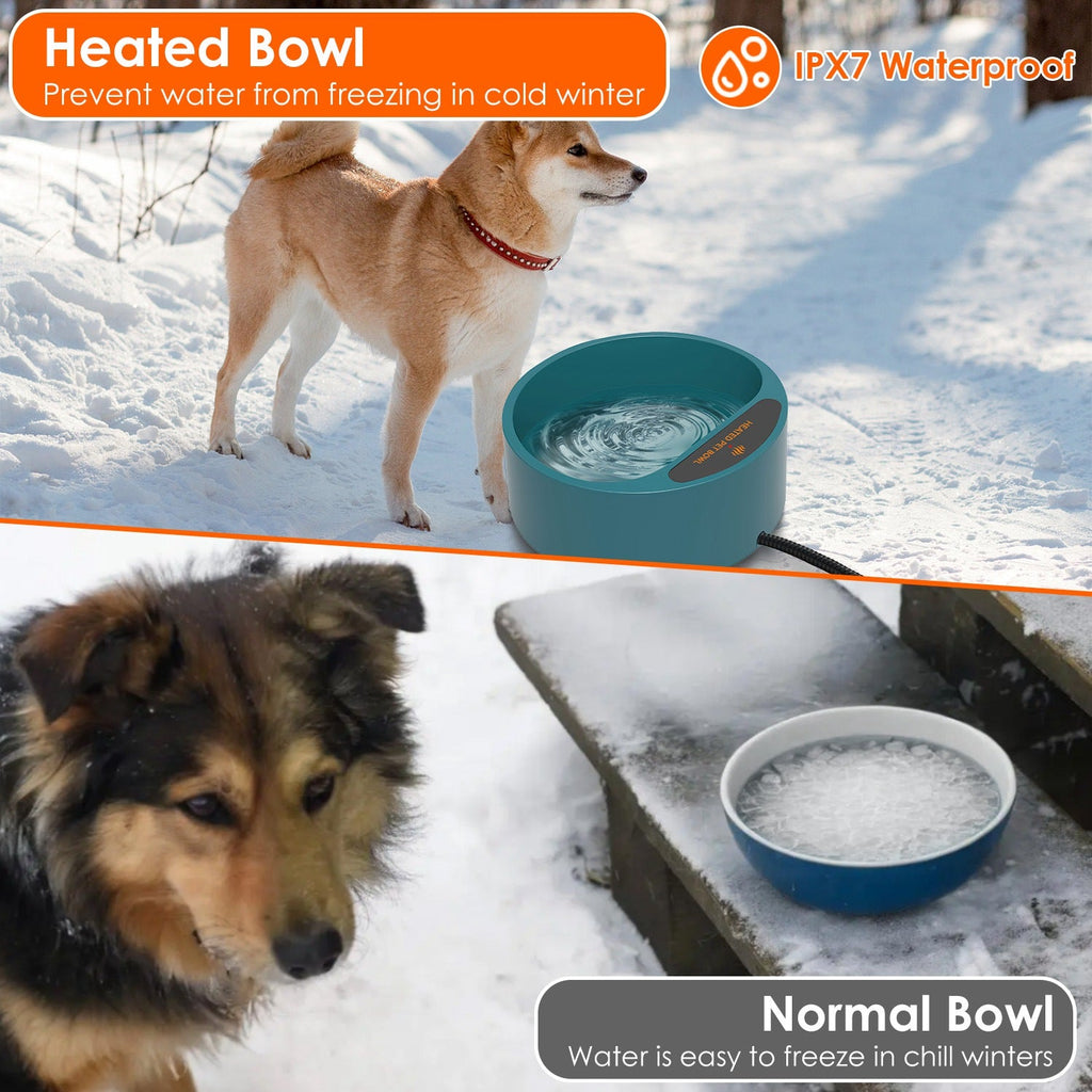 Heated Pet Water Bowl, 74.4 oz, IP67 Waterproof for Dogs, Cats & Rabbits